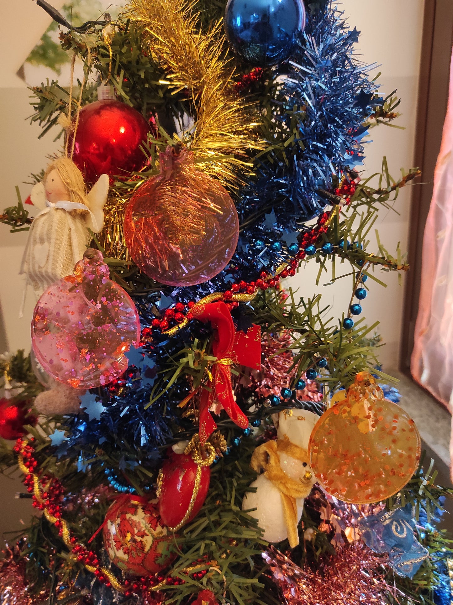 palline, albero, natale, resina, decorazione