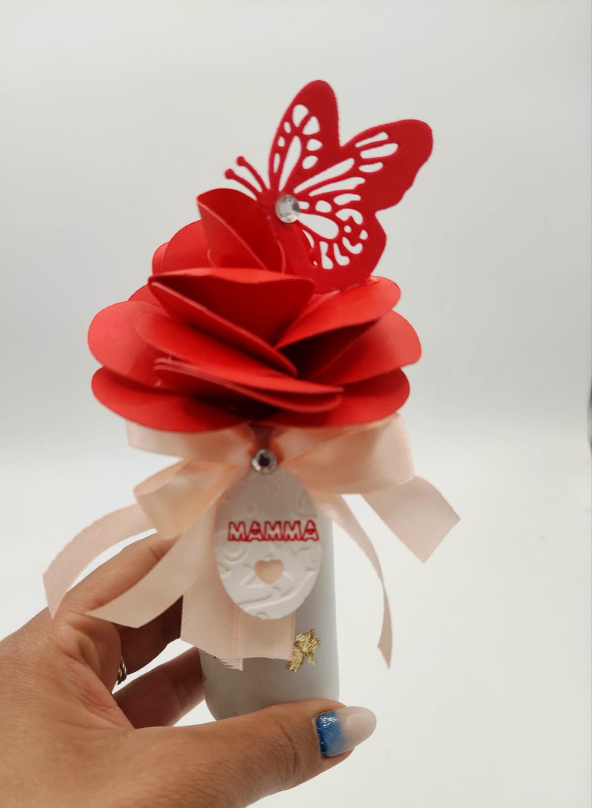 vaso, vaso di fiori, fiori, eterni, carta, ecoresina, festa della mamma, regalo, mamma, rosa, rossa