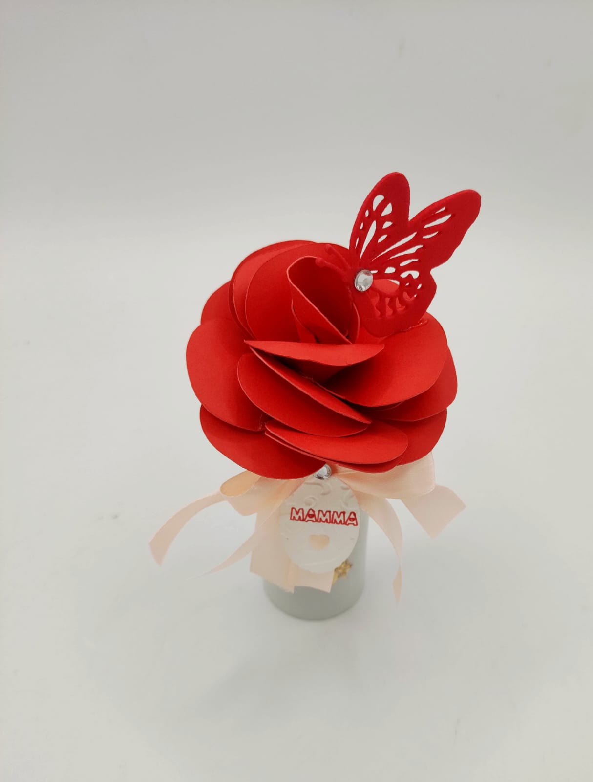 vaso, vaso di fiori, fiori, eterni, carta, ecoresina, festa della mamma, regalo, mamma, rosa, rossa