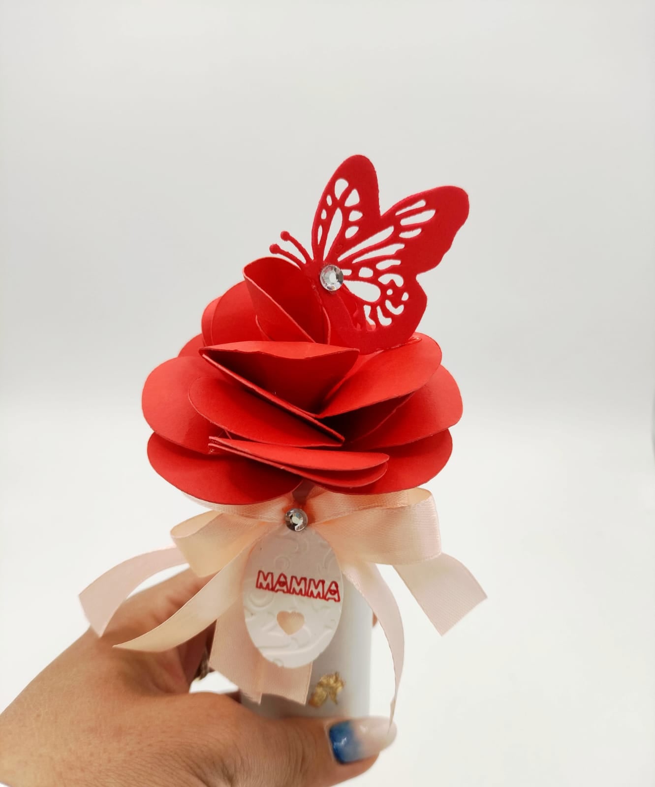 vaso, vaso di fiori, fiori, eterni, carta, ecoresina, festa della mamma, regalo, mamma, rosa, rossa