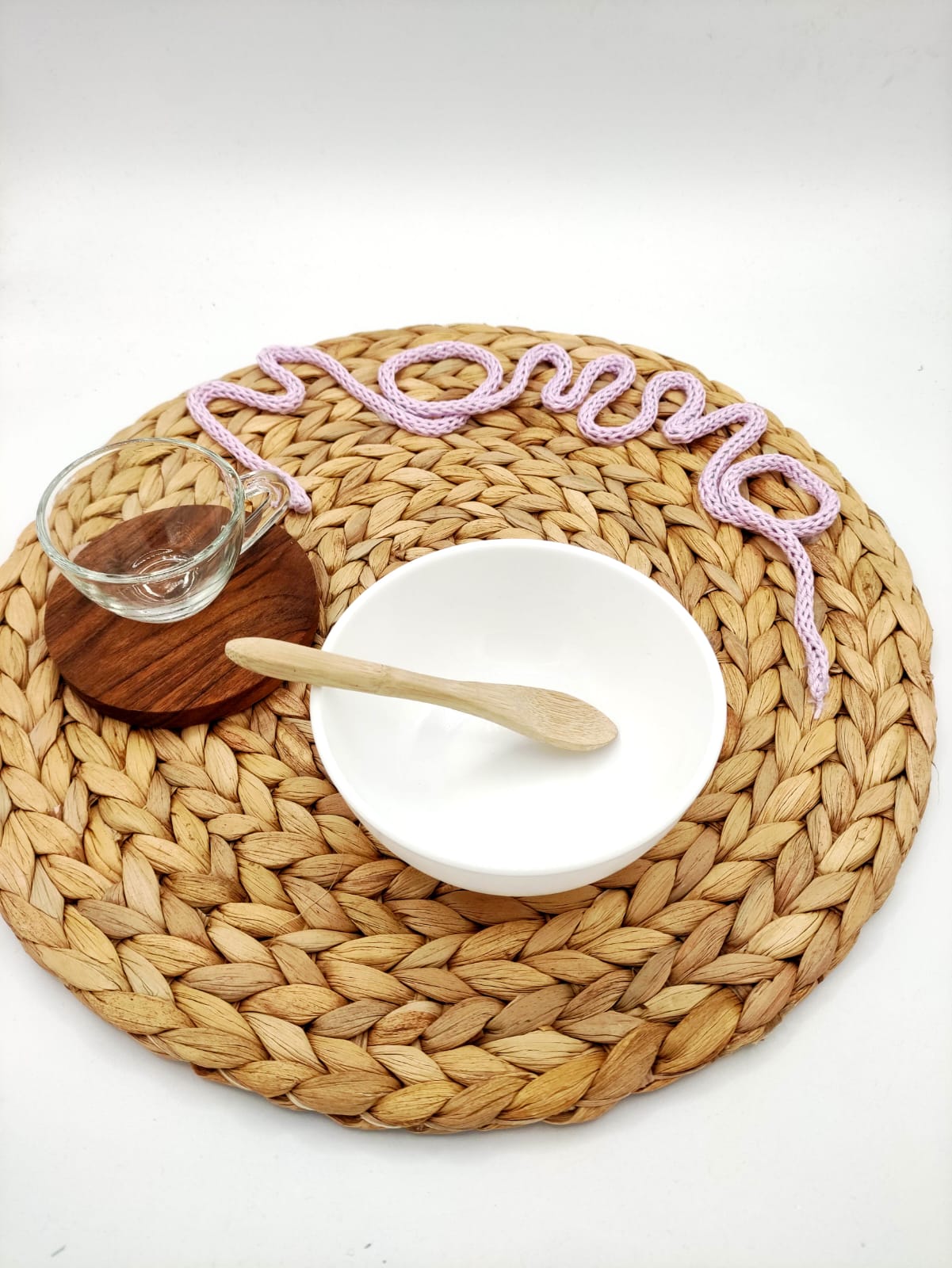 tovaglietta, colazione, pranzo, cena, giacinto d'acqua, mamma, tricotin, festa della mamma, regalo