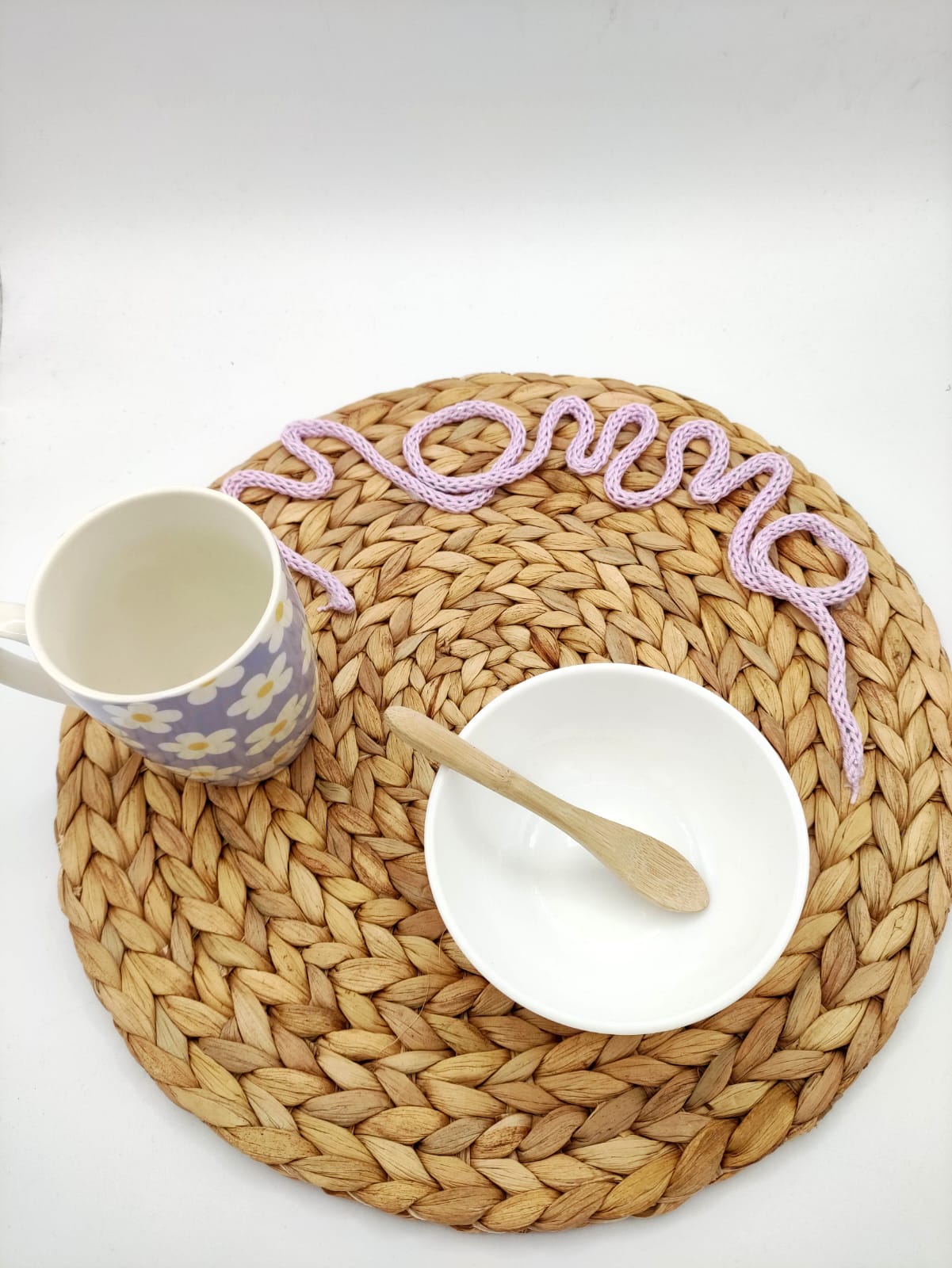 tovaglietta, colazione, pranzo, cena, giacinto d'acqua, mamma, tricotin, festa della mamma, regalo