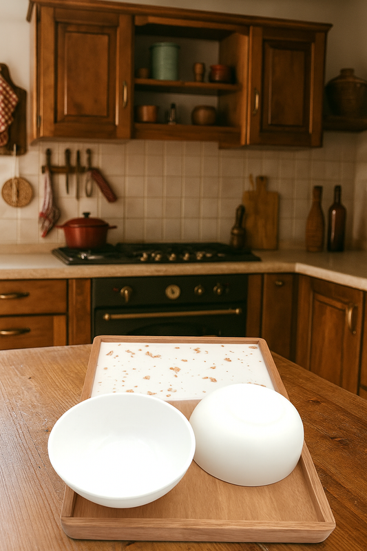 vassoio in legno, decorazione in resina, bianco, foglie rame, wooden try, resin, resina, aperitivo, colazione 