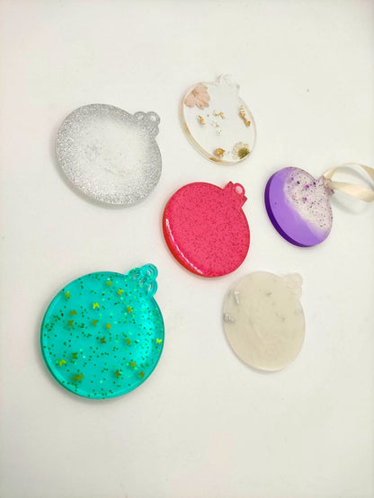 palline, albero, natale, resina, decorazione