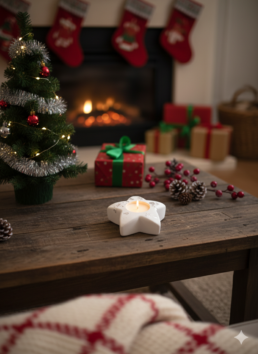 portacandela, resina, resina ecologica, stella, cene, natale, centrotavola, ambiente, arredamento