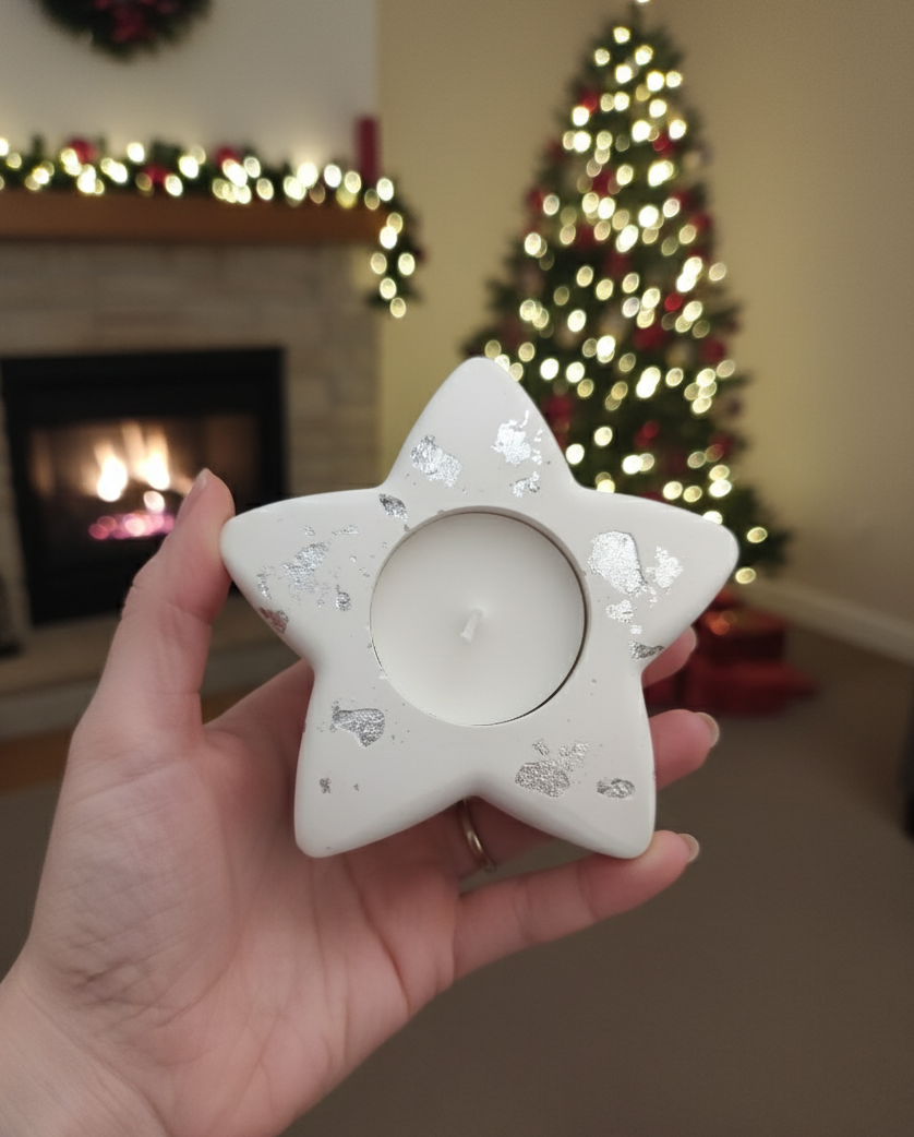 portacandela, resina, resina ecologica, stella, cene, natale, centrotavola, ambiente, arredamento