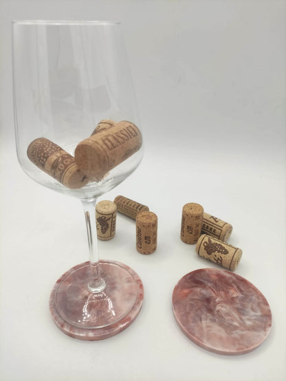 Sottobicchiere in resina epossidica, sfumature bordeaux e bianche, vino, tema vino, resina, resin