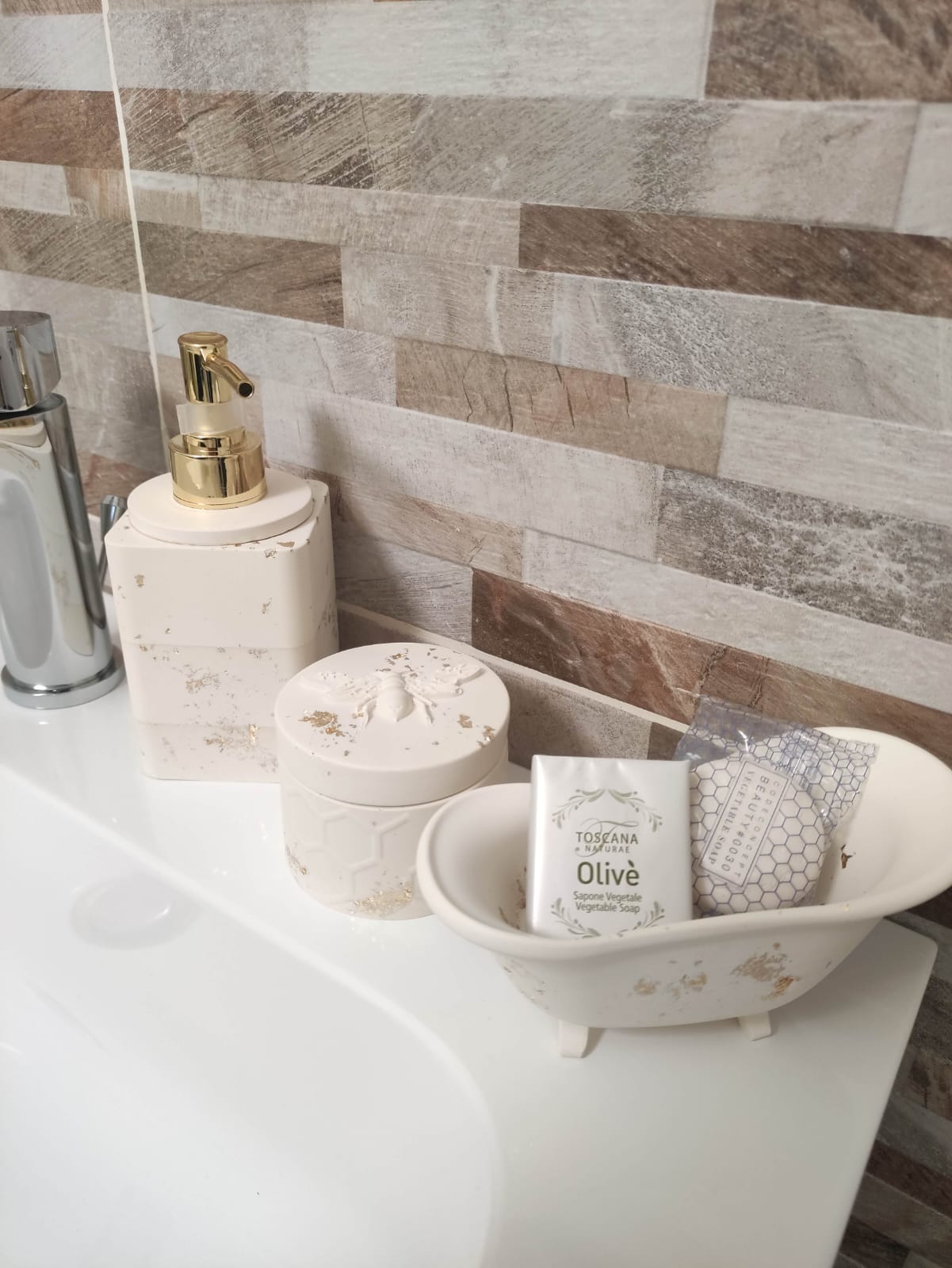 Set bagno in resina ecologica, portasapone, porta crema e/o saponetta a forma di vasca da bagno, barattolo porta dischetti togli trucco o multiuso resin, resina, resina ecologica