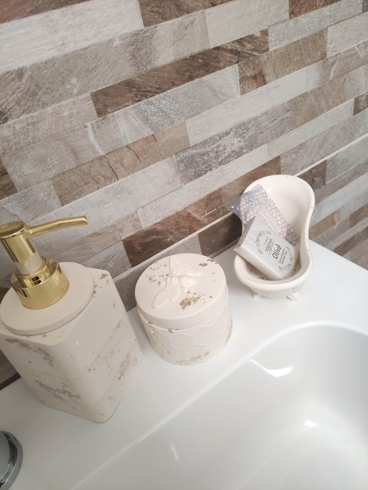 Set bagno in resina ecologica, portasapone, porta crema e/o saponetta a forma di vasca da bagno, barattolo porta dischetti togli trucco o multiuso resin, resina, resina ecologica