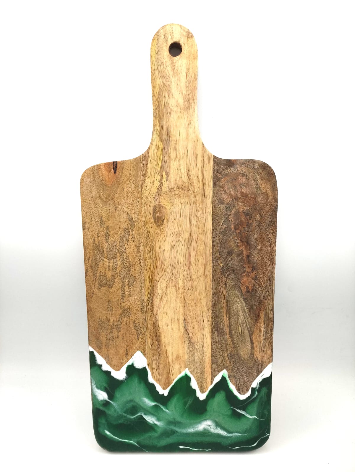 Tagliere legno resina, decorazione montagna, con bicchieri personalizzati, wood cutting board, mountain resin