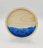 vassoietto in legno, decorazione mare, sfumature blu, azzurro, bianco, onde, wooden tray, resin, resina