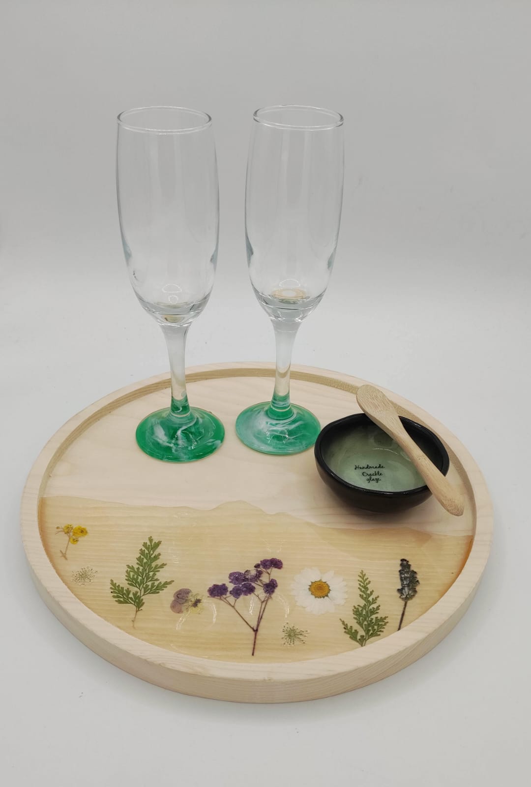 vassoio in legno, decorazione primavera, resina trasparente, fiori secchi, primavera, wooden tray, resin, resina, spring