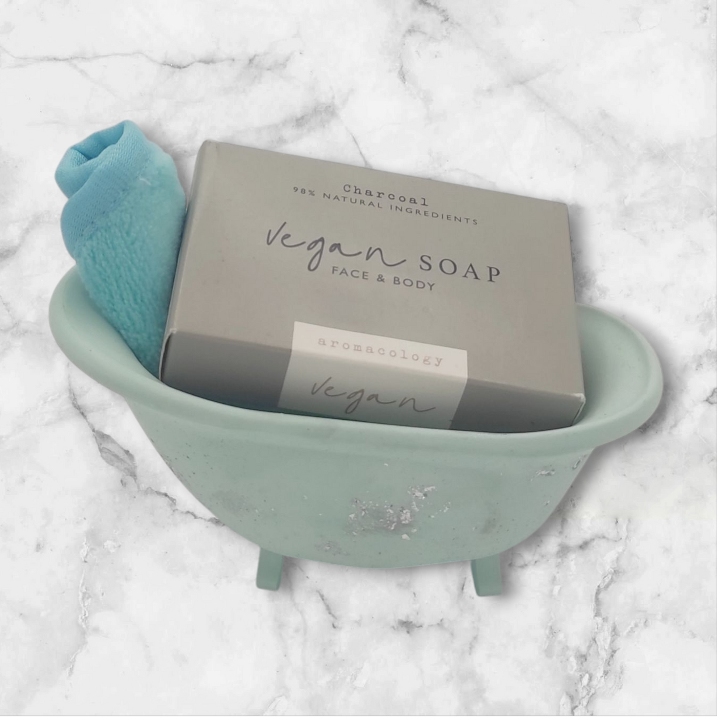 set bagno, vaschetta, salvietta detergente viso, saponetta, vegan, dolce, pensiero, dolce pensiero, regalo 