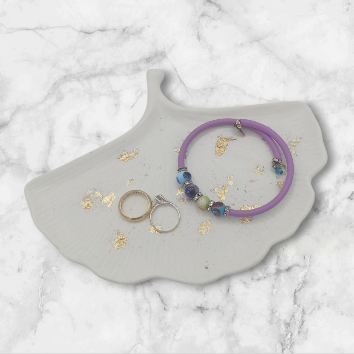 Foglia di Ginkgo, svuotatasche, resina ecologica, azzurro chiaro, resina, resin