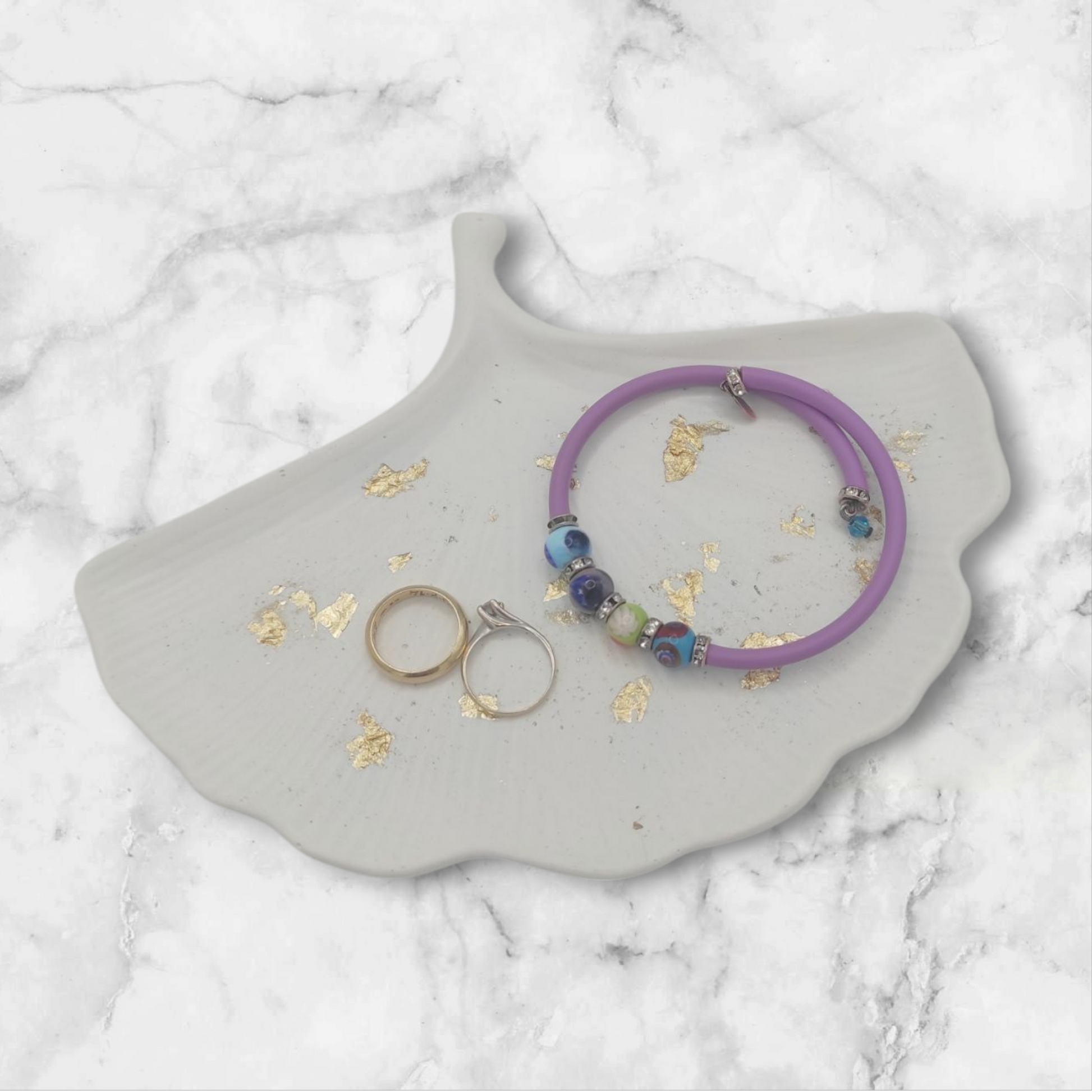 Foglia di Ginkgo, svuotatasche, resina ecologica, azzurro chiaro, resina, resin