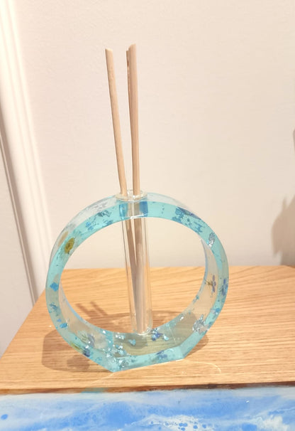 porta diffusore, diffusore, vaso, tondo, relax, fragranze, bastoncini, resina epossidica, regalo, bomboniere, bomboniera, fiori secchi