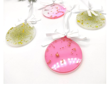 palline, albero, natale, resina, decorazione