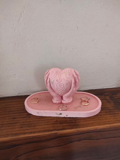Svuotatasche, amore, pieno d'amore, resina ecologica, resina epossidica, resin, cuore, mani, portagioie rosa, regalo, battessimo, comunione, cresima, matrimonio