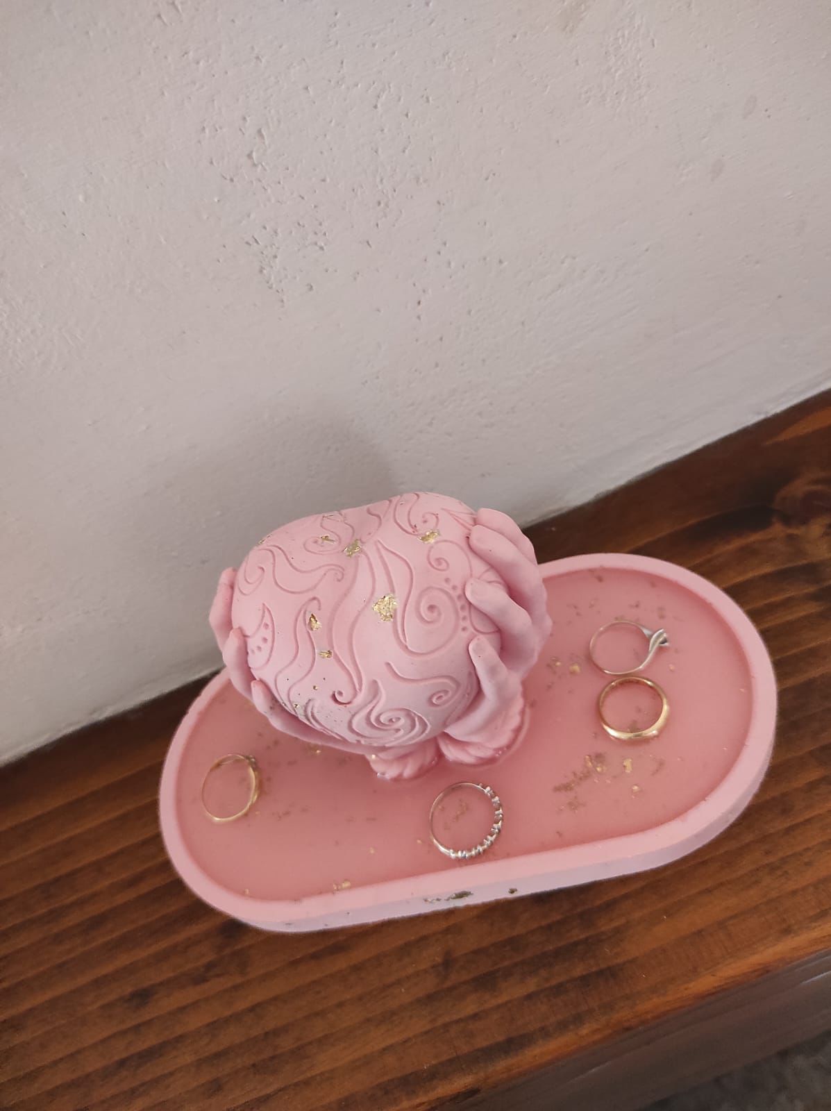 Svuotatasche, amore, pieno d'amore, resina ecologica, resina epossidica, resin, cuore, mani, portagioie rosa, regalo, battessimo, comunione, cresima, matrimonio