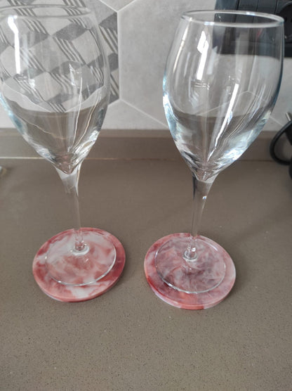 Sottobicchiere in resina epossidica, sfumature bordeaux e bianche, vino, tema vino, resina, resin