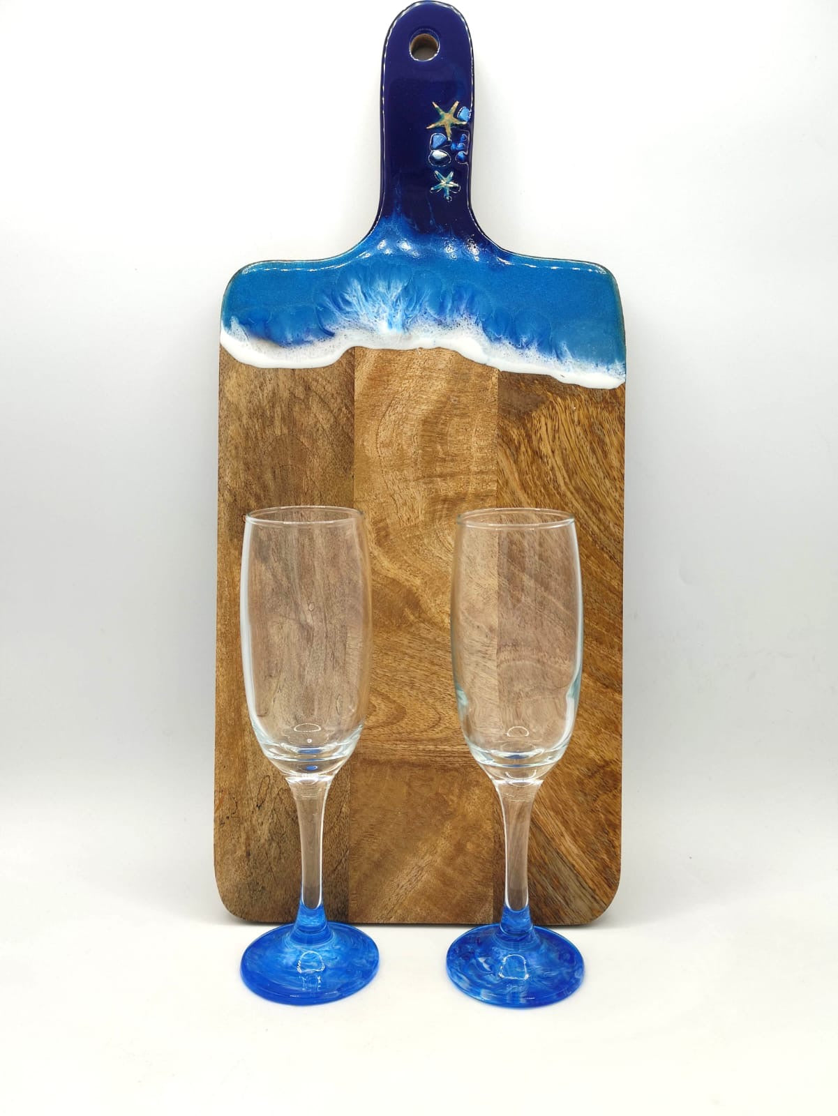 Tagliere legno resina, decorazione mare, wood cutting board, ocean resin